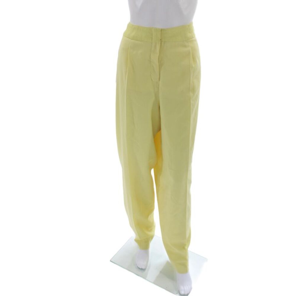 Escada Margaretha Ley Women Dress Pants Yellow Wool Button Size 46